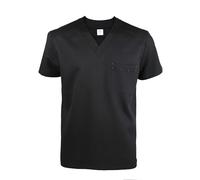 JONATHAN UNIFORM Casaca Sanitaria Hombre Medico V Cuello Manga Corta, Ropa de Trabajo para Hombre Pijama Sanitario Enfermera Dentista (Negro, M)