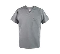 JONATHAN UNIFORM Casaca Sanitaria Hombre Medico V Cuello Manga Corta, Ropa de Trabajo para Hombre Pijama Sanitario Enfermera Dentista (Gris, L)