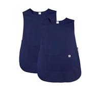 JONATHAN UNIFORM Pack 2 Unisex Delantal Laboral Limpieza 2 Bolsillos, Casaca Sanitaria Sin Mangas para Clinica Farmacia Esteticista Maestra Belleza (Marino largo, L)