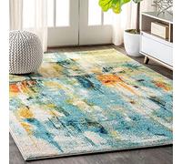 JONATHAN Y CTP100A-8 Alfombra Interior Cascada Moderno Pop Contemporáneo, Bohemio, Fácil de Limpiar, Habitación, Cocina, Salón, Anti Derrame, 240 cm x 300 cm, Azul/Crema