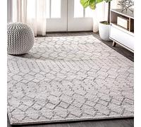JONATHAN Y MOH101B-8 Hype Alfombra Interior Diamante Vintage Bohemio Estilo Marroquí, Fácil de Limpiar, Habitación, Cocina, Salón, Anti Derrame 240 cm x 300 cm, Crema/Gris