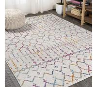 JONATHAN Y MOH101E-8 Hype Alfombra Interior Diamante Vintage Bohemio Estilo Marroquí, Fácil de Limpiar, Habitación, Cocina, Salón, Anti Derrame 240 cm x 300 cm, Marfil/Multi