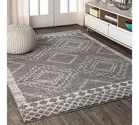 JONATHAN Y MOH200C-8 Alfombra Interior Amir Marroquí Beni Souk Bohemia Geométrica Rústica Granja, Fácil de Limpiar, Habitación, Cocina, Salón, Anti Derrame 240 cm x 300 cm, Gris/Crema