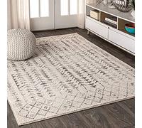 JONATHAN Y MOH210A-8 Ziri Alfombra Interior Geométrica Marroquí Bohemia, Minimalista, Fácil de Limpiar, Habitación, Cocina, Salón, Anti Derrame, 240 cm x 300 cm, Crema, Gris