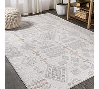JONATHAN Y MOH302A-8 Bhalil Alfombra Interior Geométrica Diamante Bereber Bohemia, Casual, Fácil de Limpiar, Habitación, Cocina, Salón, Anti Derrame, 240 cm x 300 cm, Beige, Gris