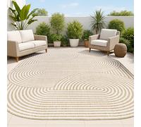 JONATHAN Y SHP201B-9 Margot - Alfombra Moderna con Forma de Arco geométrico a Rayas, Color Crema/Natural, 9 pies x 12 pies, Apta para Interiores y Exteriores, Apta para Mascotas, no se desprende