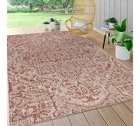 JONATHAN Y SMB105A-8 Estrella Alfombra Exterior Interior Textura Tejido Medallón Bohemio, Fácil de Limpiar, Habitación, Cocina, 240 cm x 300 cm, Rojo/Taupe