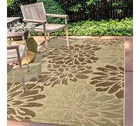 JONATHAN Y SMB110A-8 Zinnia Alfombra Exterior Interior Textura Tejido Floral Moderno Bohemia Costera, Fácil de Limpiar, Habitación, Cocina, 240 cm x 300 cm, Salvia/Marrón