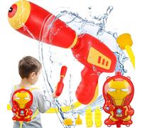 JONEG Pistola de agua con tanque de mochila, pistola de chorro para niños, juguetes de agua para niños de 3 a 5 años, súper pistola de agua, juguete de piscina al aire libre para niños y niñas de 3,