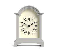 JONES CLOCKS® Bistro Reloj de repisa | Reloj de Carro con Tapa de Arco pequeño | Gris | Estilo clásico para repisa, Escritorio, Mesa, estantería o mesita de Noche