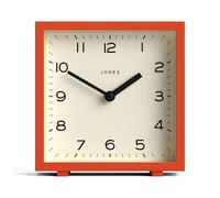 JONES CLOCKS® Disco Reloj de Escritorio | Elegante diseño Cuadrado | Naranja | Elegante y fácil de Leer para estantería, Mesa, repisa o mesita de Noche