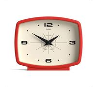 JONES CLOCKS® Film Reloj de Escritorio | Diseño Retro Rectangular | Rojo | Estilo Vintage con Acabado Moderno para estantería, Mesa, repisa o mesita de Noche