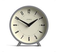 JONES CLOCKS® Venus Reloj de Escritorio | Diseño Redondo Moderno | Gris | Elegante Aspecto Retro para estantería, Mesa, repisa o mesita de Noche
