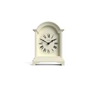 Jones relojes Bistro Mantel Clock | Diseo clsico de arco superior | Lino blanco | Estilo clsico contemporneo para estante de mesa de escritorio o