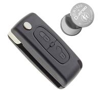Jongo - Carcasa de Llave sin Cuchilla Compatible con Citroën C2, C3, Berlingo II (B9) | CE0536 | con 1x Pila CR1620 | Caja Llave Plip Coche Utilitario Mando a distancia 2 Botones