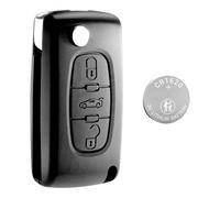 Jongo - Carcasa de Llave sin Cuchilla Compatible con Peugeot 207sw, 307sw, 407 restylée, Partner II (B9) | CE0536 | con 1x Pila CR1620 | Caja Llave Plip Coche Utilitario Mando a Distancia 3 Botones