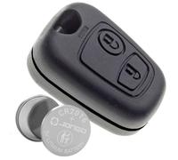 Jongo - Carcasa para Llave sin Hoja Compatible con Peugeot 106 y 206 | con 1x Pila CR2016 | Funda de Llave Plip Coches y vehículos utilitarios Mando a Distancia 2 Botones