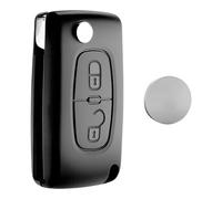 JONGO® - Funda para llave CE0523 Compatible con Peugeot 207 307 308 407 3008 5008 & Compatible con Citroën C2 C3 C4 C5 C6 C8 - Mando a distancia Plip 2 botones + Pila CR1620