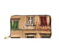 JONGYA Cartera larga de mano de cuero con estampado de guitarra con impresión completa, mostrando moda y creatividad, Hermosa Italia, Talla única
