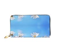 JONGYA City Train - Cartera larga de piel estampada con impresión completa, mostrando moda y creatividad, Margarita blanca salvaje, Talla única