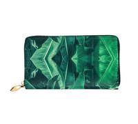 JONGYA Goldfish Lotus Flowers - Cartera larga de piel con estampado de flores de loto con impresión completa, mostrando moda y creatividad, Hoja de plátano tropical, Talla única