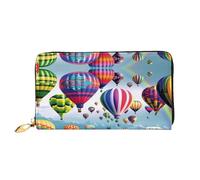 JONGYA Hermosa cartera de mano larga de cuero con estampado de globo aerostático con impresión completa, mostrando moda y creatividad, Hermoso globo aerostático, Talla única