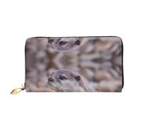 JONGYA Otter Playing in The Water - Cartera de mano larga de piel con impresión completa, mostrando moda y creatividad