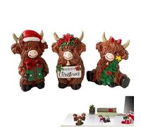 Jongyumo Figuritas De s Highland 3 Piezas,Decoración del Hogar para Navidad con Figura De Highland - Figurilla De Resina para Navidad, Escritorio, Coche, Dormitorio, Jardín, Mesa, Estante De Granja