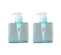 Jonikuper 2 botellas de plástico ámbar de 250 ml para jabón líquido de manos, champú, acondicionador, loción, contenedores de almacenamiento de viaje reutilizables con bloqueo a prueba de fugas (azul)