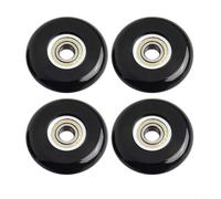 Jonikuper 4 poleas de rodamiento de rueda de 43 mm, eje 608 para máquina de remo, piezas de repuesto para equipos de fitness, accesorios de goma y metal (negro)