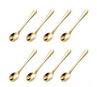 Jonikuper 8 mini cucharas de acero inoxidable para tarros de especias, sal, azúcar, pimienta y miel, grado alimenticio 304, 7,5 cm, cucharas medidoras de cocina con acabado dorado (SKU)