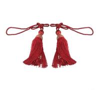 Jonikuper Alzapaños grandes con borla de bola para cortinas, puerta y colgador de pared, borla de 20 cm, correa de 40 cm, total 71 cm, paquete de 2 (rojo)
