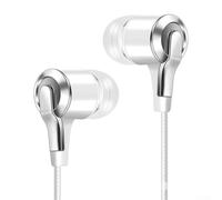 Jonikuper Auriculares intrauditivos con cable con micrófono, conector de audio de 3,5 mm, auriculares aislantes de ruido para Huawei y para teléfonos inteligentes Honor - negro (blanco)