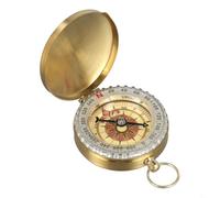 Jonikuper Bolsillo dorado de latón para brújula con esfera luminosa para senderismo y camping, herramienta de navegación portátil para aventuras al aire libre