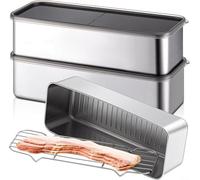 Jonikuper Contenedores de almacenamiento de alimentos de acero inoxidable con bandeja de drenaje, conservación hermética de la frescura, control de humedad para frutas, verduras y proteínas