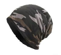Jonikuper Gorra de algodón de camuflaje para hombre con forro de terciopelo, cálido sombrero de invierno para actividades al aire libre, 27 x 28 cm, 65 g, paquete de negro/blanco/café/verde militar