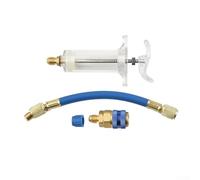 Jonikuper Inyector de tinte de aceite de CA para coche, capacidad de 30 ml, con adaptador de acoplador rápido, construcción de latón, vehículo de empuje manual para sistema de aire acondicionado