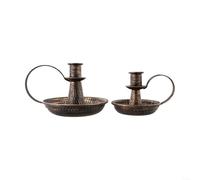 Jonikuper Juego de 2 portavelas de hierro con asas prácticas, se adapta a velas LED estándar de 3/4 pulgadas, para recepciones de boda, mesas de fiesta (bronce)