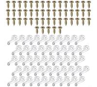 Jonikuper Juego de 50 clips de retención de vidrio para paneles de 4 mm con 50 tornillos, abrazaderas de fijación de espejo de armario de plástico de 25 mm para armarios, estanterías