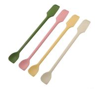 Jonikuper Juego de espátulas de silicona de doble cabeza con 4 colores para hornear y cocinar, diseño de doble extremo de 26 cm para tarros y botellas, amarillo, verde, rosa y blanco