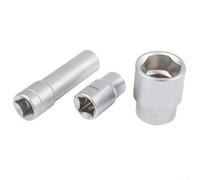 Jonikuper Juego de llaves de vaso triangulares multidientes de 1/2 pulgada para inyección y placa de fusibles, kit de herramientas de metal de 3 piezas con tamaños de 14,4 mm, 26 mm