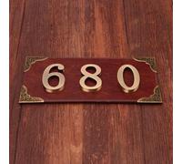 Jonikuper Letrero 3D de bronce brillante con número de casa para puerta exterior, habitación de hotel o buzón, placa de pared de resina ABS de 50 x 35 mm, paquete de 1 compatible con apartamento y