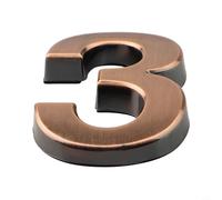 Jonikuper Letrero 3D de bronce brillante con número de casa para puerta exterior, habitación de hotel o buzón, placa de pared de resina ABS de 50 x 35 mm, paquete de 1 compatible con apartamento y