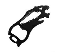 Jonikuper Llavero multifuncional multiherramienta con abrebotellas, destornillador, para llave de radios de bicicleta y para regla métrica imperial, herramienta de bolsillo de acero inoxidable (negro