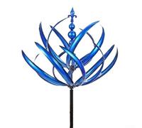 Jonikuper Molino de viento giratorio, molino de viento giratorio de hierro metálico, hilandero de viento de metal vibrante para jardines, patios, patios y decoración del hogar (azul)