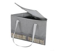 Jonikuper Organizador triangular para almacenamiento de armario, caja de almacenamiento de poliéster gris con tapa, 54 x 38 x 36 cm, diseño plegable para el hogar, lavandería o guardería