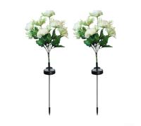 Jonikuper Paquete de 2 luces solares de jardín de clavel, estacas LED de 70 cm, lámparas de paisaje al aire libre, iluminación decorativa para césped, patios, caminos, balcones y vallas (blanco)