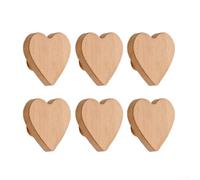 Jonikuper Pomos de madera para cajones, paquete de 6 pomos de puerta de armario en forma de corazón de 60 mm, tiradores de cajón que irradian un ambiente natural