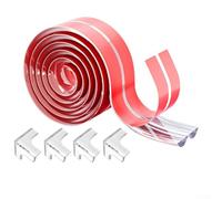 Jonikuper Protectores de esquina de seguridad infantil y protectores de bordes - Tira anticolisión de PVC transparente de 2 m con 4 esquinas para muebles, mesas, encimeras