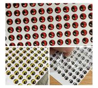 Jonikuper Snake Pupil - Señuelo de pesca holográfico 3D para atar moscas y manualidades de aparejos, paquete de 300 unidades con tamaños de 3 mm, 4 mm, 5 mm, 6 mm en rojo, dorado, plateado (rojo 3 mm)